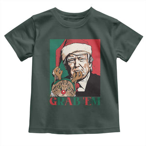 Funny Christmas Trump Baby Shirt Grab 'em Trump Hug Reindeer Cat TS09 Dark Forest Green Print Your Wear
