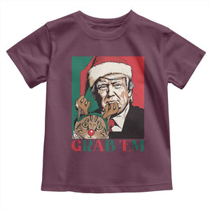 Funny Christmas Trump Baby Shirt Grab 'em Trump Hug Reindeer Cat TS09 Maroon Print Your Wear