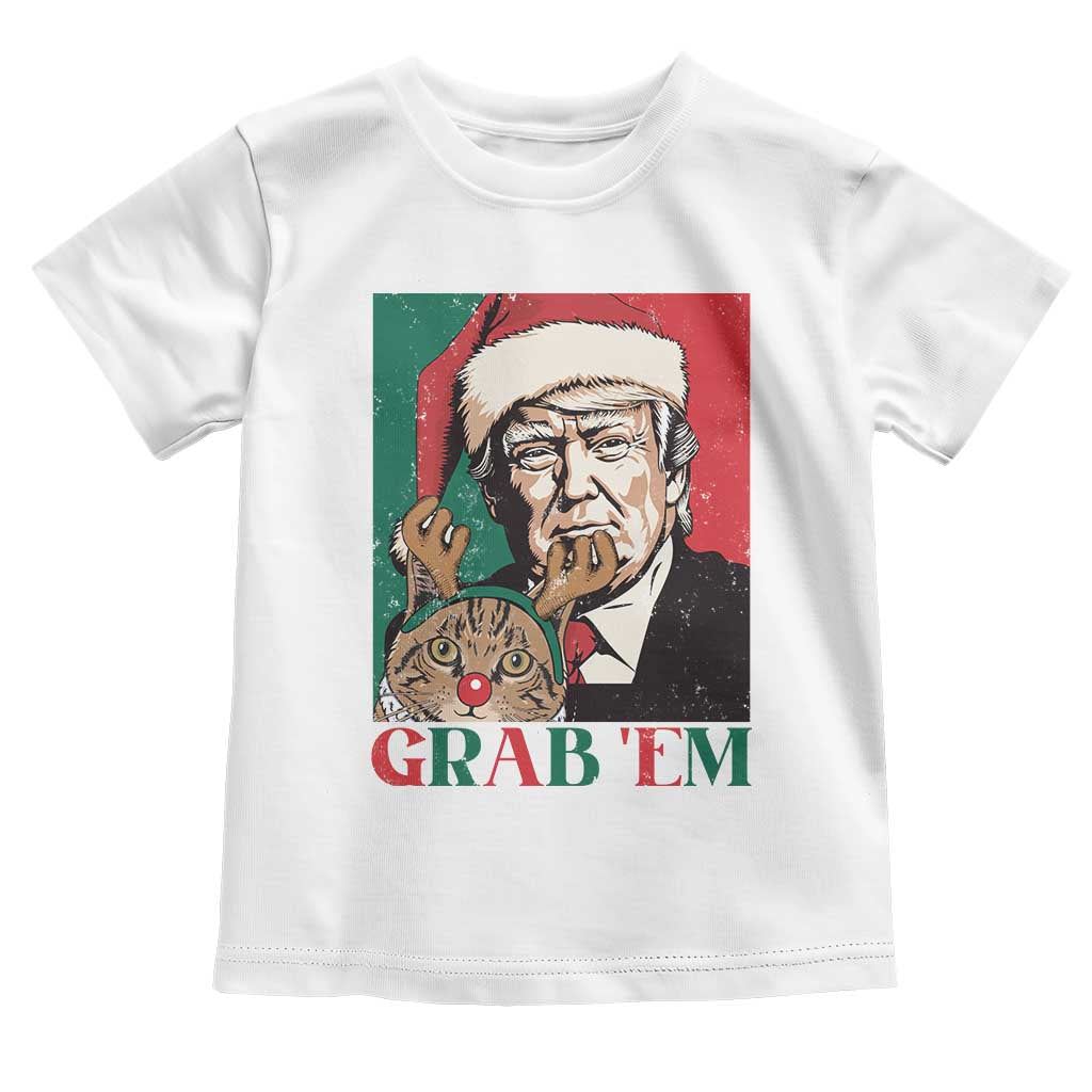 Funny Christmas Trump Baby Shirt Grab 'em Trump Hug Reindeer Cat TS09 White Print Your Wear