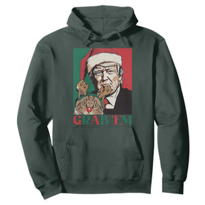 Funny Christmas Trump Hoodie Grab 'em Trump Hug Reindeer Cat TS09 Dark Forest Green Print Your Wear