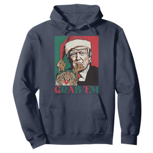 Funny Christmas Trump Hoodie Grab 'em Trump Hug Reindeer Cat TS09 Navy Print Your Wear