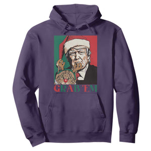 Funny Christmas Trump Hoodie Grab 'em Trump Hug Reindeer Cat TS09 Purple Print Your Wear