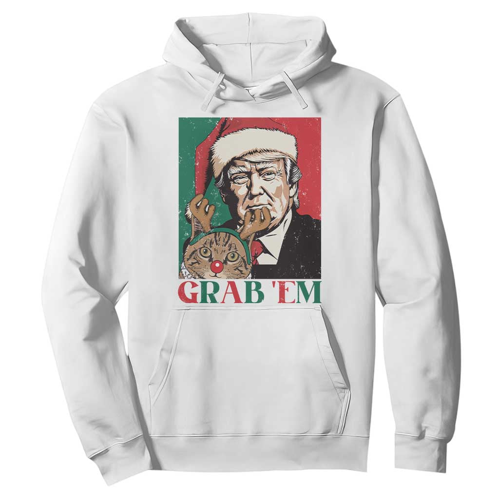 Funny Christmas Trump Hoodie Grab 'em Trump Hug Reindeer Cat TS09 White Print Your Wear