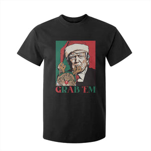 Funny Christmas Trump T Shirt For Kid Grab 'em Trump Hug Reindeer Cat TS09 Black Print Your Wear