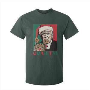 Funny Christmas Trump T Shirt For Kid Grab 'em Trump Hug Reindeer Cat TS09 Dark Forest Green Print Your Wear