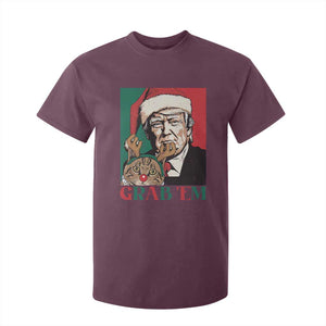 Funny Christmas Trump T Shirt For Kid Grab 'em Trump Hug Reindeer Cat TS09 Maroon Print Your Wear