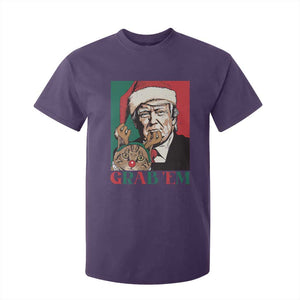 Funny Christmas Trump T Shirt For Kid Grab 'em Trump Hug Reindeer Cat TS09 Purple Print Your Wear