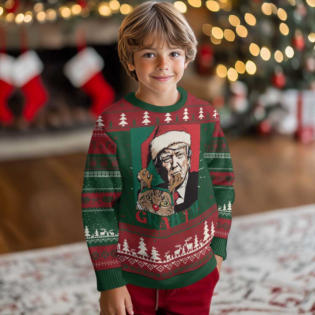 Funny Xmas Trump Ugly Christmas Sweater Grab 'em Trump Hug Reindeer Cat TS09 Christmas Print Your Wear
