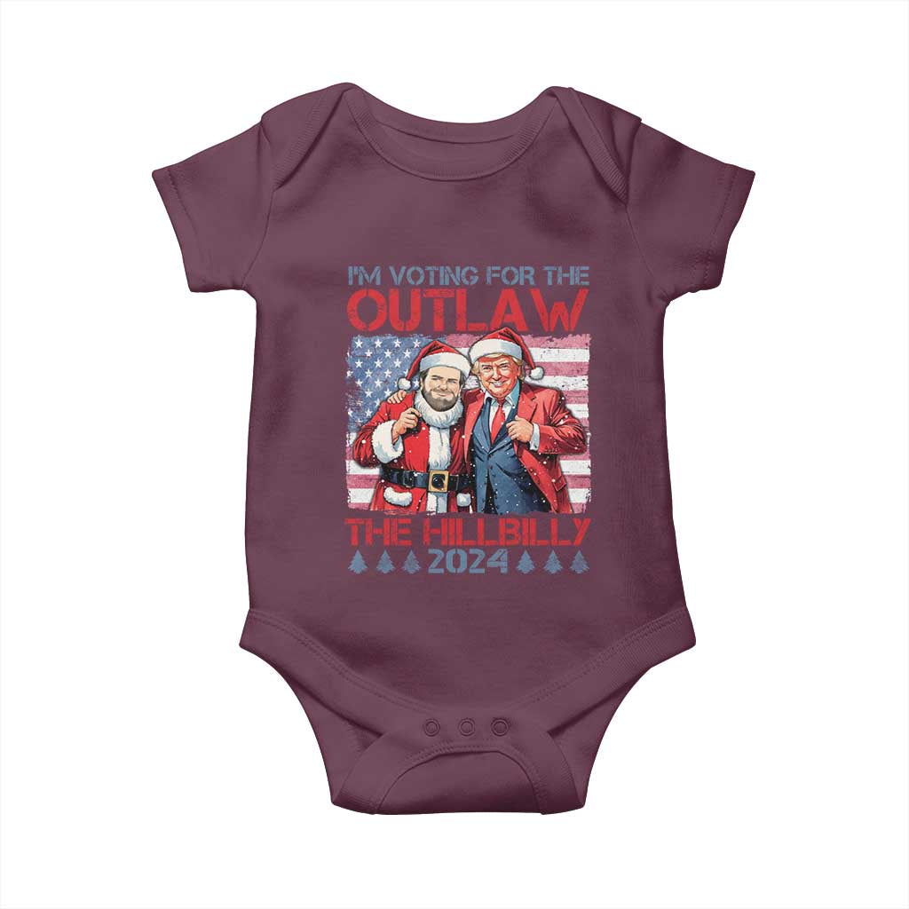 Christmas Trump Vance 2024 Baby Onesie I Voting For The Outlaw and The Hillbilly TS09 Maroon Print Your Wear