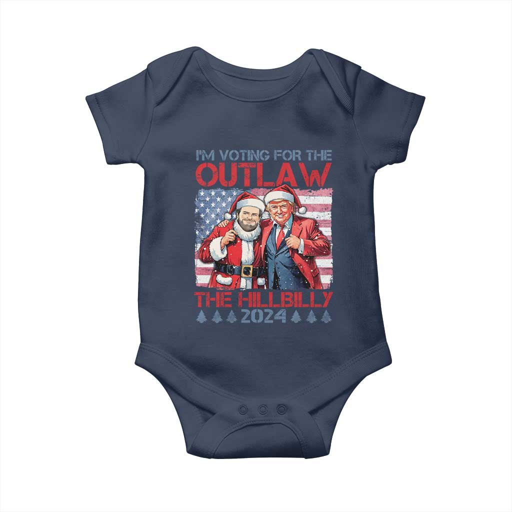 Christmas Trump Vance 2024 Baby Onesie I Voting For The Outlaw and The Hillbilly TS09 Navy Print Your Wear