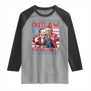 Christmas Trump Vance 2024 Raglan Shirt I Voting For The Outlaw and The Hillbilly TS09 Sport Gray Black Print Your Wear