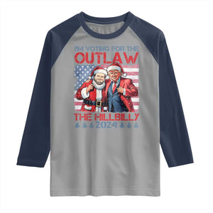 Christmas Trump Vance 2024 Raglan Shirt I Voting For The Outlaw and The Hillbilly TS09 Sport Gray Navy Print Your Wear