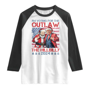 Christmas Trump Vance 2024 Raglan Shirt I Voting For The Outlaw and The Hillbilly TS09 White Black Print Your Wear