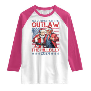 Christmas Trump Vance 2024 Raglan Shirt I Voting For The Outlaw and The Hillbilly TS09 White Heliconia Print Your Wear