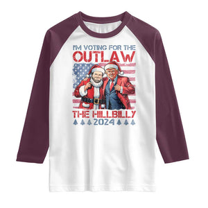 Christmas Trump Vance 2024 Raglan Shirt I Voting For The Outlaw and The Hillbilly TS09 White Maroon Print Your Wear