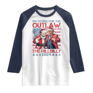Christmas Trump Vance 2024 Raglan Shirt I Voting For The Outlaw and The Hillbilly TS09 White Navy Print Your Wear
