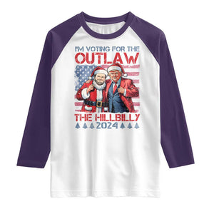 Christmas Trump Vance 2024 Raglan Shirt I Voting For The Outlaw and The Hillbilly TS09 White Purple Print Your Wear
