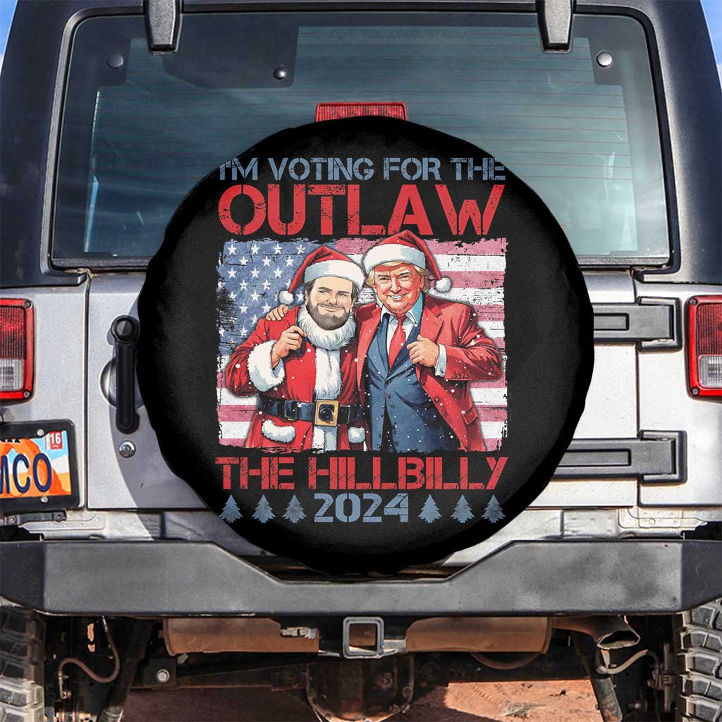 Christmas Trump Vance 2024 Spare Tire Cover I Voting For The Outlaw and The Hillbilly TS09 No hole Black Print Your Wear