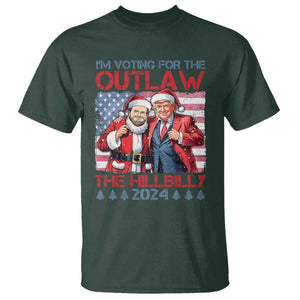 Christmas Trump Vance 2024 T Shirt I Voting For The Outlaw and The Hillbilly TS09 Dark Forest Green Print Your Wear