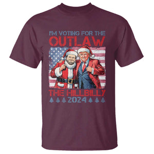 Christmas Trump Vance 2024 T Shirt I Voting For The Outlaw and The Hillbilly TS09 Maroon Print Your Wear