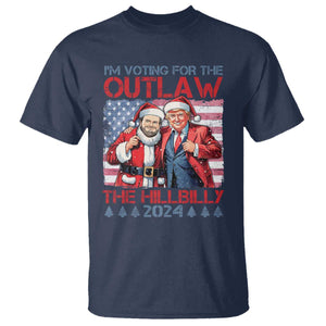 Christmas Trump Vance 2024 T Shirt I Voting For The Outlaw and The Hillbilly TS09 Navy Print Your Wear