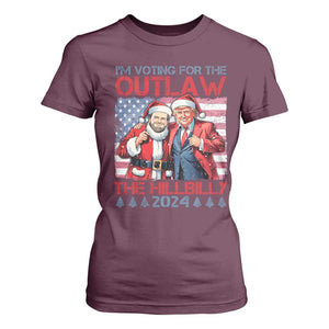 Christmas Trump Vance 2024 T Shirt For Women I Voting For The Outlaw and The Hillbilly TS09 Maroon Print Your Wear