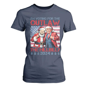 Christmas Trump Vance 2024 T Shirt For Women I Voting For The Outlaw and The Hillbilly TS09 Navy Print Your Wear