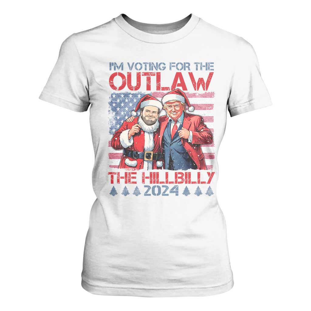 Christmas Trump Vance 2024 T Shirt For Women I Voting For The Outlaw and The Hillbilly TS09 White Print Your Wear