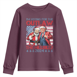 Christmas Trump Vance 2024 Youth Sweatshirt I Voting For The Outlaw and The Hillbilly TS09 Maroon Print Your Wear