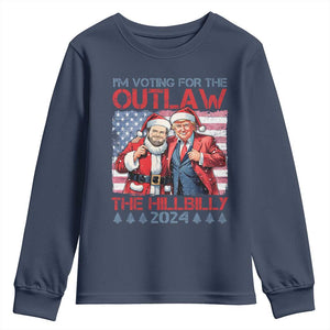 Christmas Trump Vance 2024 Youth Sweatshirt I Voting For The Outlaw and The Hillbilly TS09 Navy Print Your Wear