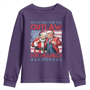 Christmas Trump Vance 2024 Youth Sweatshirt I Voting For The Outlaw and The Hillbilly TS09 Purple Print Your Wear