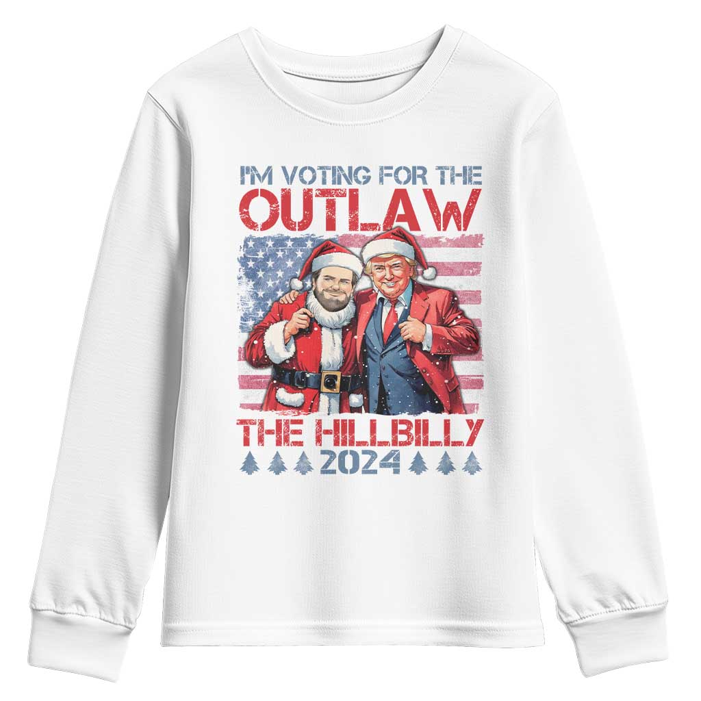 Christmas Trump Vance 2024 Youth Sweatshirt I Voting For The Outlaw and The Hillbilly TS09 White Print Your Wear