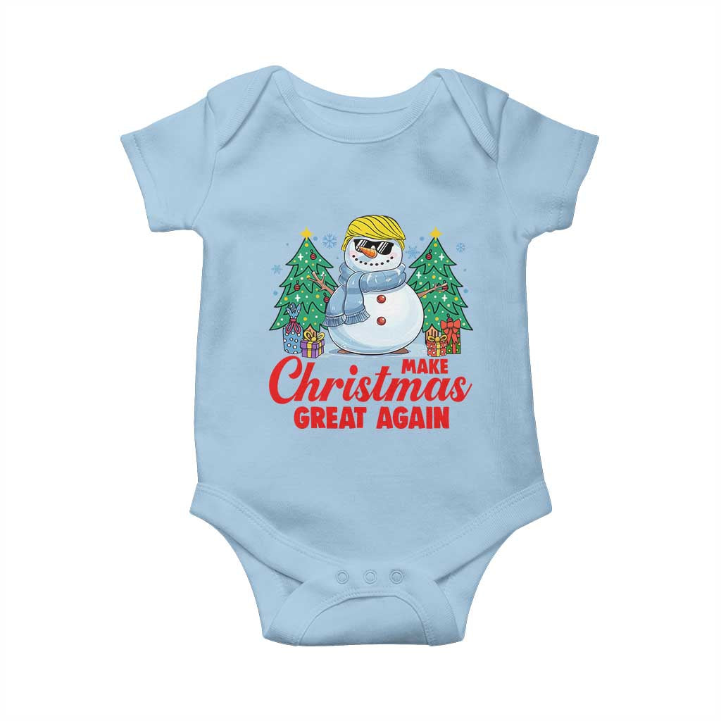 Make Christmas Great Again Baby Onesie Funny Trump Snowman Xmas TS09 Light Blue Print Your Wear