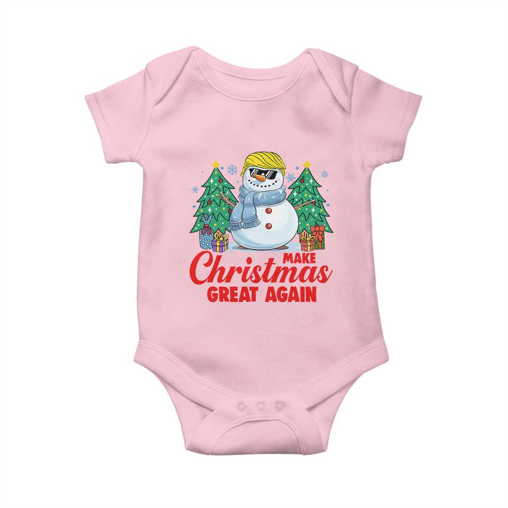 Make Christmas Great Again Baby Onesie Funny Trump Snowman Xmas TS09 Light Pink Print Your Wear