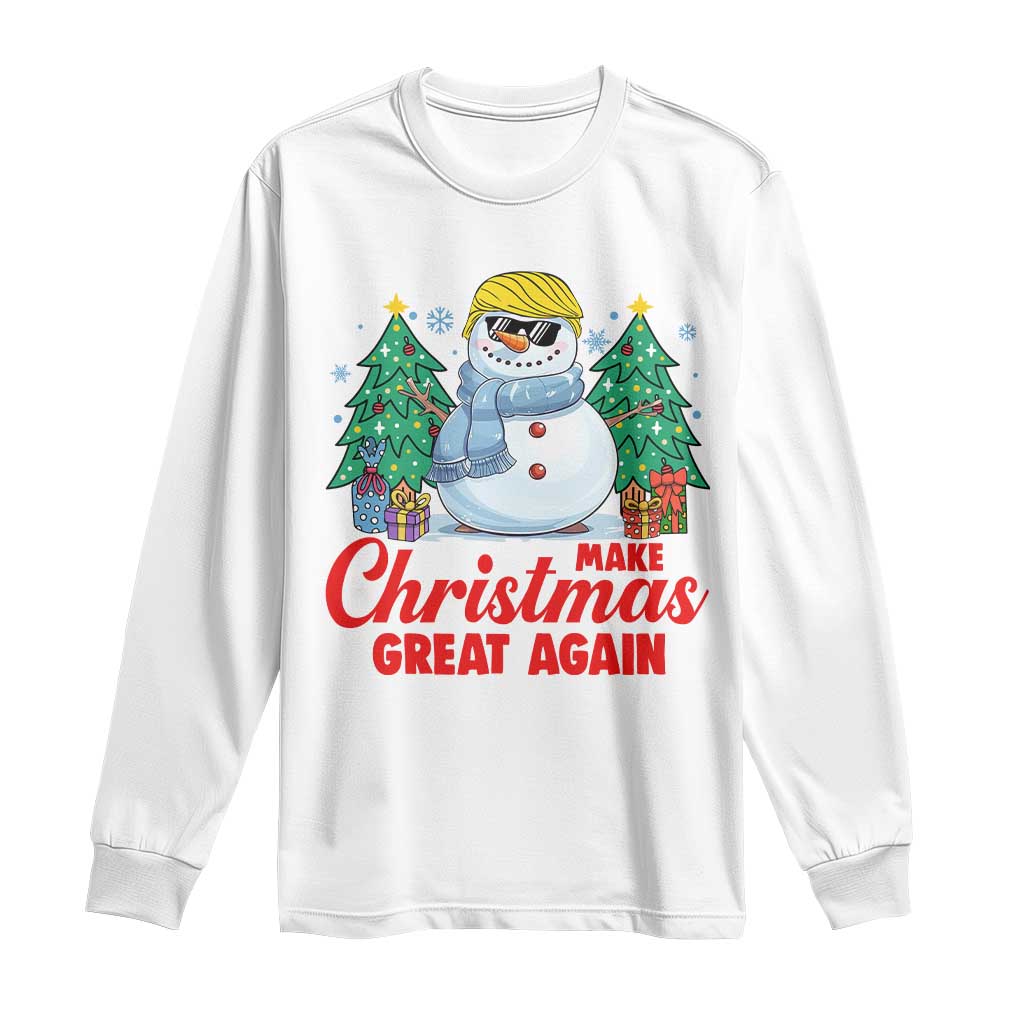 Make Christmas Great Again Long Sleeve Shirt Funny Trump Snowman Xmas TS09 White Print Your Wear