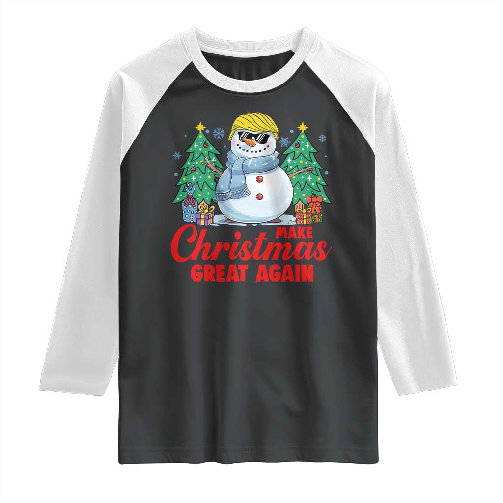 Make Christmas Great Again Raglan Shirt Funny Trump Snowman Xmas TS09 Black White Print Your Wear