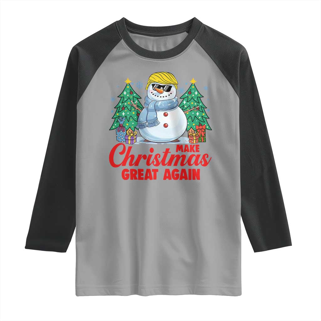 Make Christmas Great Again Raglan Shirt Funny Trump Snowman Xmas TS09 Sport Gray Black Print Your Wear