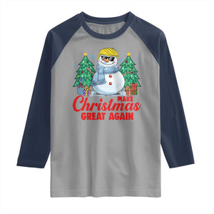 Make Christmas Great Again Raglan Shirt Funny Trump Snowman Xmas TS09 Sport Gray Navy Print Your Wear