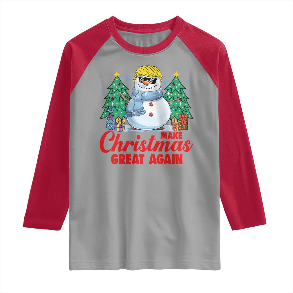 Make Christmas Great Again Raglan Shirt Funny Trump Snowman Xmas TS09 Sport Gray Red Print Your Wear
