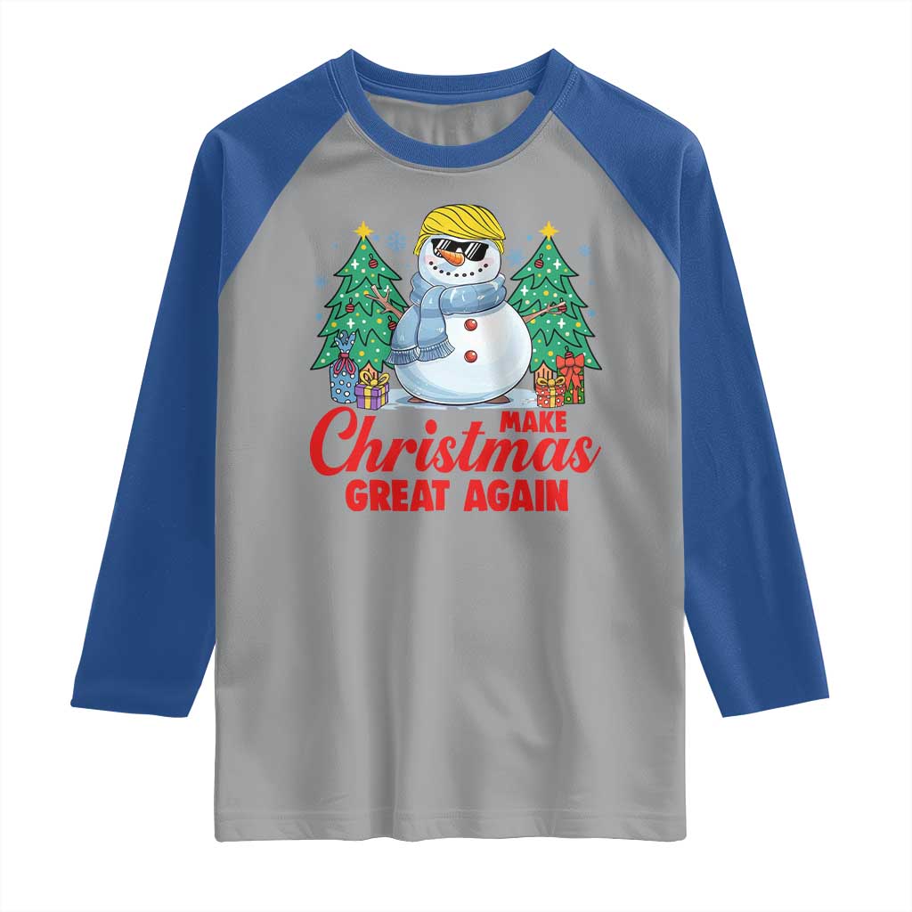 Make Christmas Great Again Raglan Shirt Funny Trump Snowman Xmas TS09 Sport Gray Royal Print Your Wear