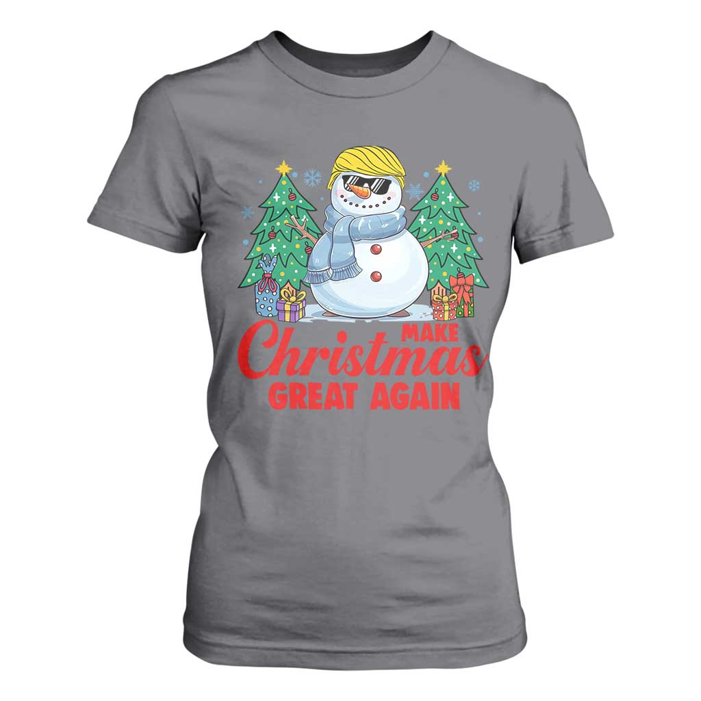 Make Christmas Great Again T Shirt For Women Funny Trump Snowman Xmas TS09 Charcoal Print Your Wear