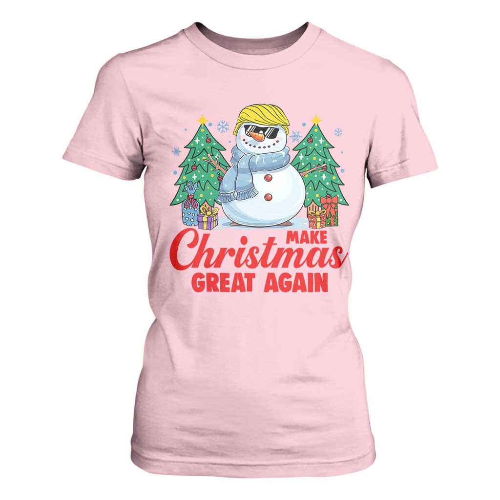 Make Christmas Great Again T Shirt For Women Funny Trump Snowman Xmas TS09 Light Pink Print Your Wear
