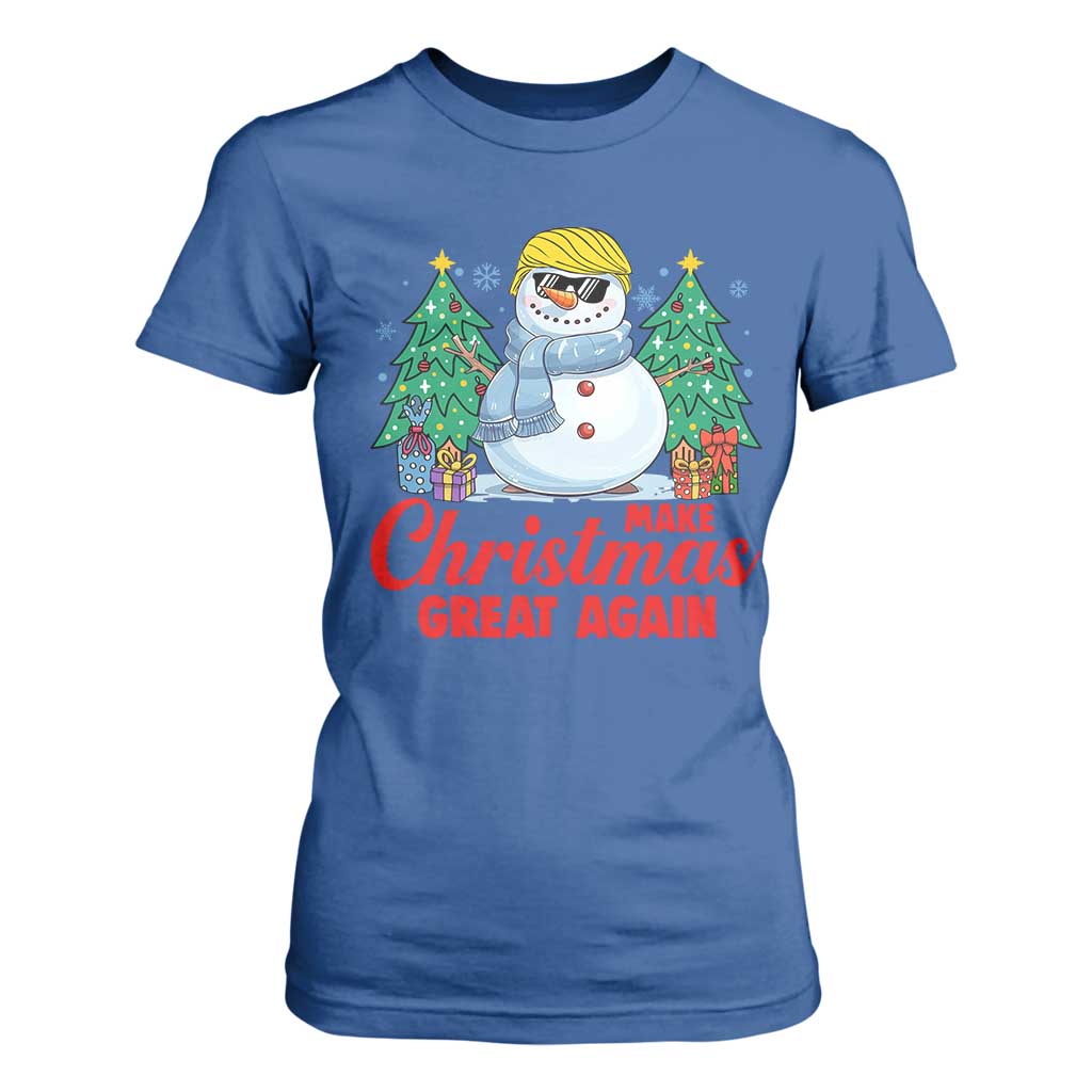 Make Christmas Great Again T Shirt For Women Funny Trump Snowman Xmas TS09 Royal Blue Print Your Wear