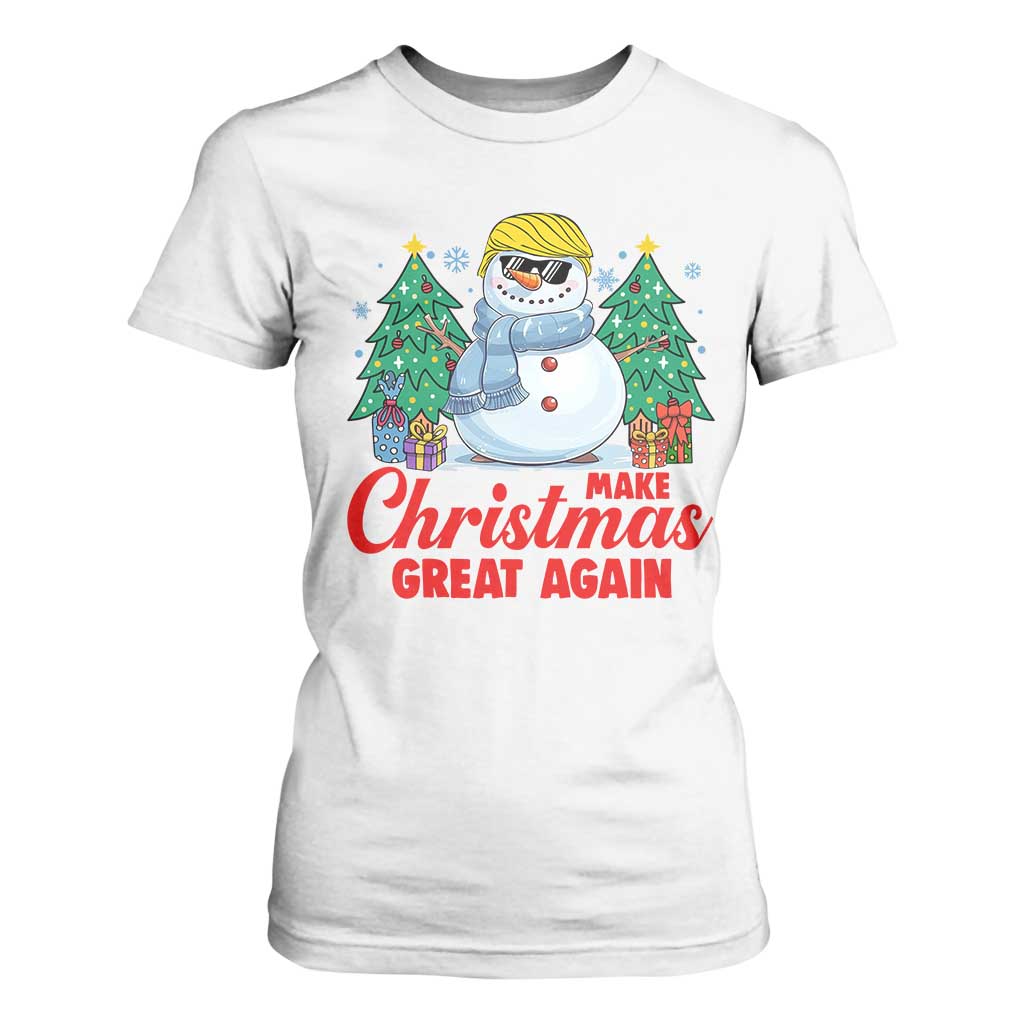 Make Christmas Great Again T Shirt For Women Funny Trump Snowman Xmas TS09 White Print Your Wear