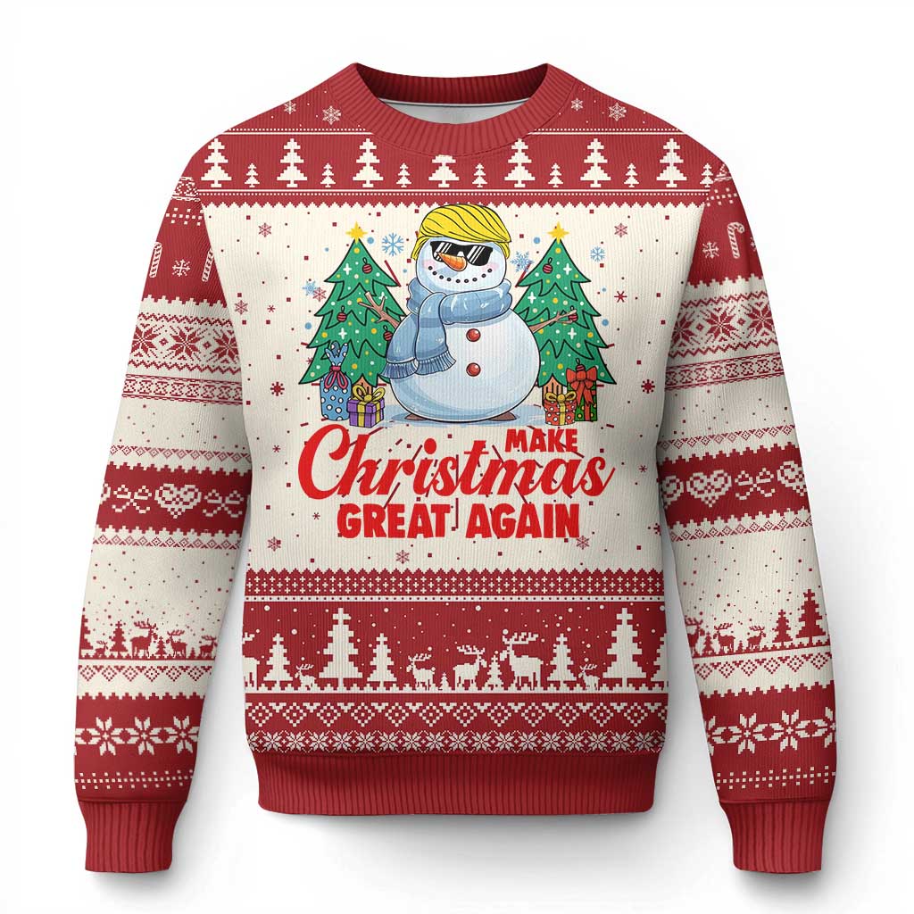 Make Christmas Great Again Ugly Christmas Sweater Funny Trump Snowman Xmas TS09 Red Print Your Wear