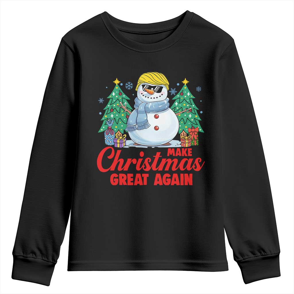 Make Christmas Great Again Youth Sweatshirt Funny Trump Snowman Xmas TS09 Black Print Your Wear
