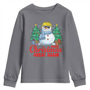 Make Christmas Great Again Youth Sweatshirt Funny Trump Snowman Xmas TS09 Charcoal Print Your Wear