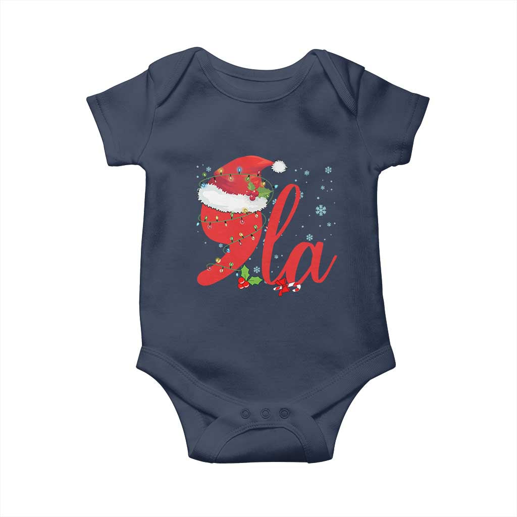 Funny Christmas Kamala Baby Onesie Comma La Harris Santa Hat TS09 Navy Print Your Wear