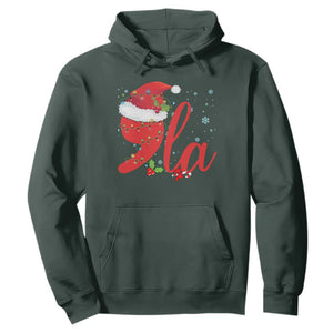 Funny Christmas Kamala Hoodie Comma La Harris Santa Hat TS09 Dark Forest Green Print Your Wear