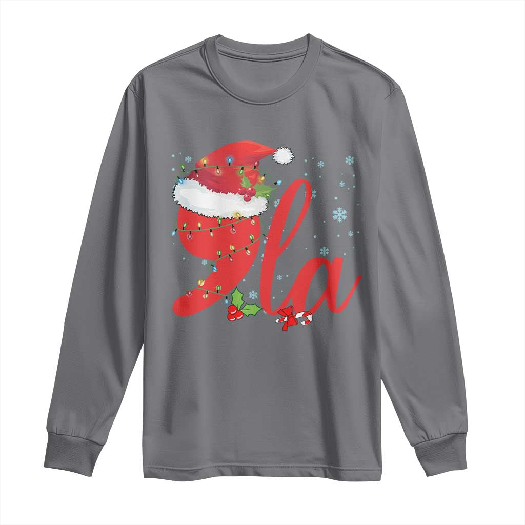 Funny Christmas Kamala Long Sleeve Shirt Comma La Harris Santa Hat TS09 Charcoal Print Your Wear